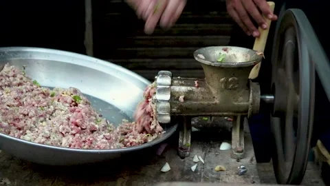 Making ground meat Stock Footage 137165805