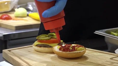 Making hamburger close up Stock Footage 80894670