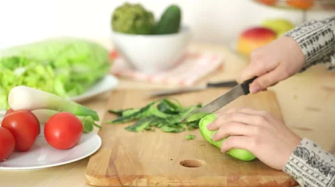 Making healthy salad. Stock Footage 53077946