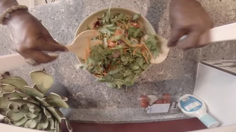 Making a healthy salad Stock Footage 143754454