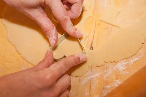 Making hearts from dough Stock Photos