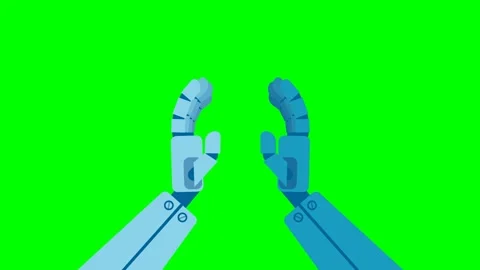 Making high five sign, cooperation of one robot with another. Working with AI Stock Footage 320387734