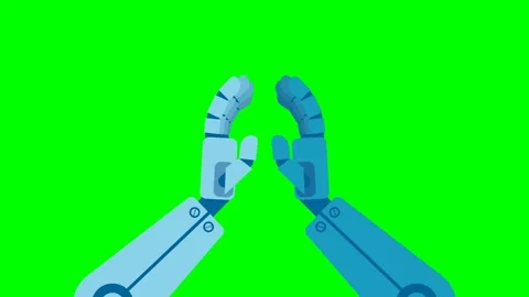 Making high five sign, cooperation of one robot with another. Together with AI Stock Footage 337868517