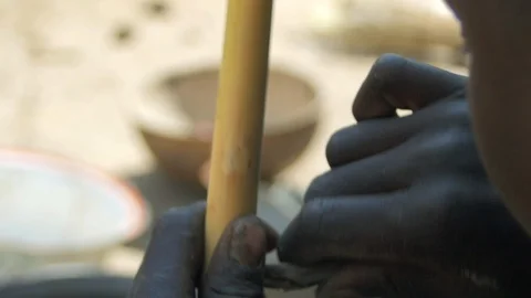 Making a Hole in Bamboo co Stock Footage 115734310