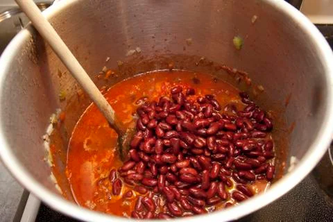Making homemade chilli Stock Photos