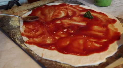 Making a homemade pizza Stock Footage 45500685