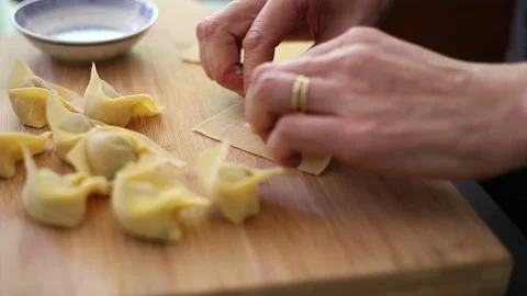Making Homemade Wontons Stock Footage 232970488