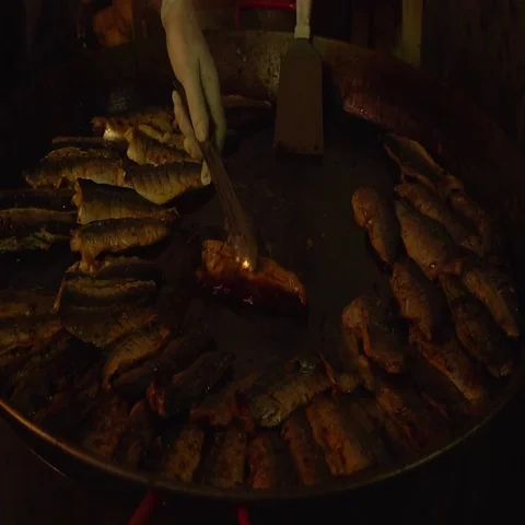 Making hot dog with fish Stock Footage 69283019