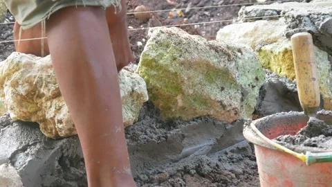 Making a house foundation Stock Footage 312127097