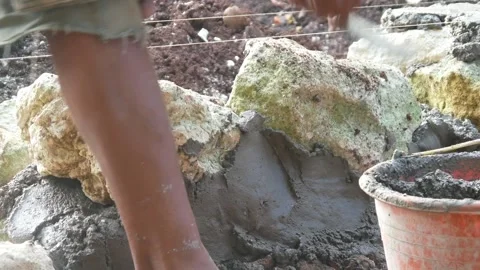 Making a house foundation Stock Footage 312127111