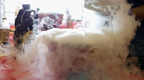 Making ice cream with liquid nitrogen at a science fair. Stock Footage 50029980