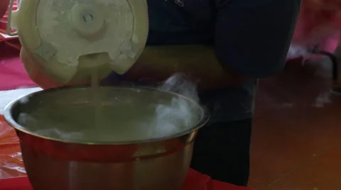 Making ice cream with liquid nitrogen at a science fair. Stock Footage 50030068