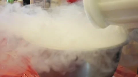 Making ice cream with liquid nitrogen at a science fair. Stock Footage 50030164