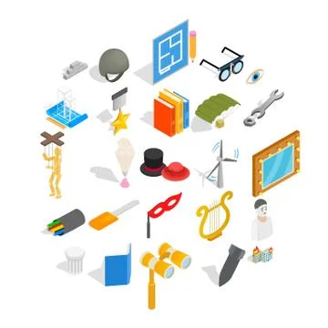 Making icons set, isometric style Stock Illustration