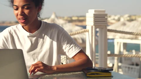 Making impression. Young woman gesturing with her hands while conducting Stock Footage 149437618