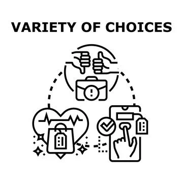 Making informed decisions and choosing a variety of options Illustrazione stock