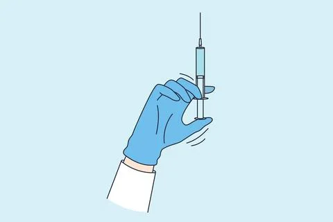 Making injection and vaccination concept 库存插图