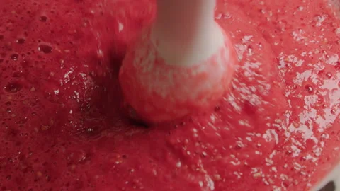 Making jam from red berries with blender. Stock Footage 199001857