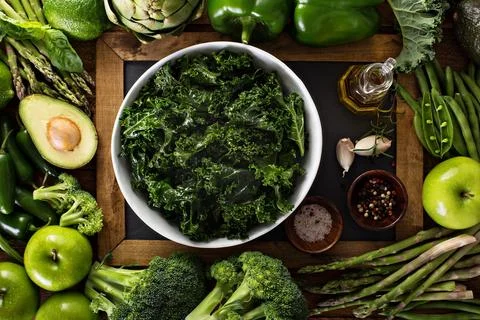 Making kale salad Stock Photos