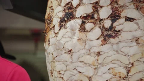 Making Kebab Shawarma Chicken Beef Spinning Griller Roaster Street Food Stock Footage 231986292