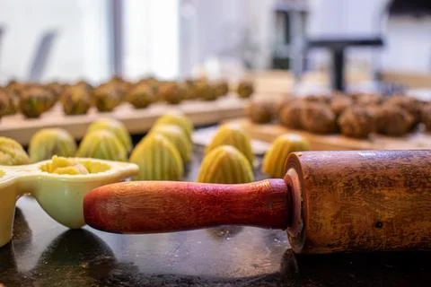 Making keto eid kahk using almond dough pistachio filling and walnut filling Stock Photos