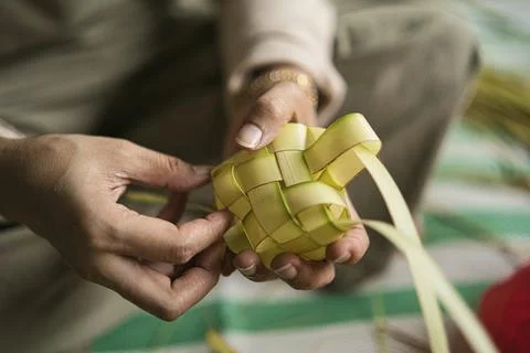 Making the ketupat Stock Photos
