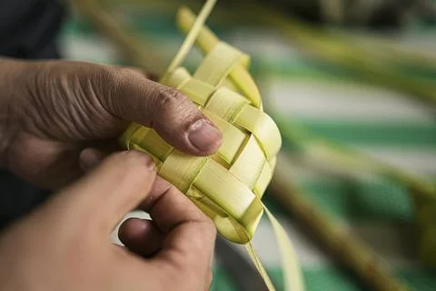 Making the ketupat Stock Photos