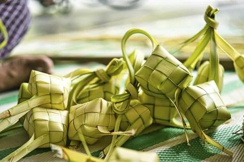 Making the ketupat Stock Photos