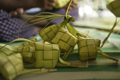 Making the ketupat Stock Photos