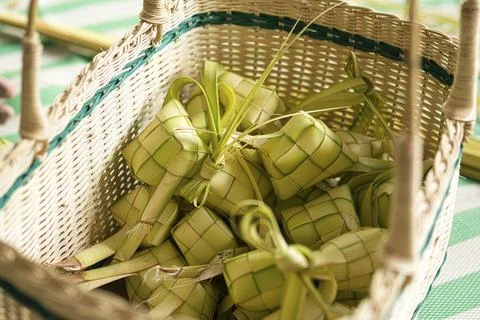 Making the ketupat Stock Photos