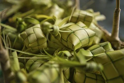 Making the ketupat Stock Photos