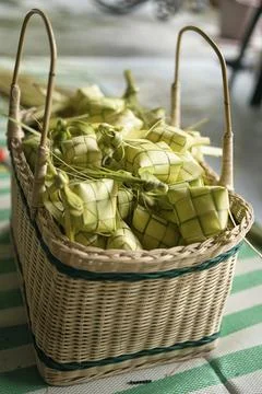 Making the ketupat Stock Photos