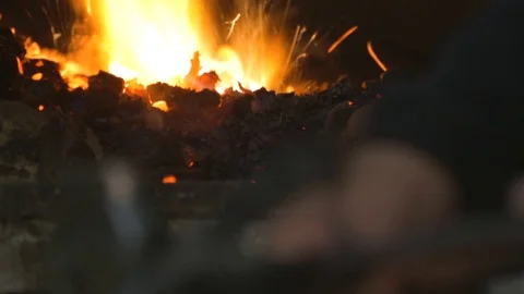 Making a knife from hot steel. Stock Footage 103624077