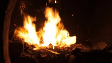 Making a knife from hot steel. Slow motion Stock Footage 103622652