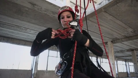 Making knot closeup Stock Footage 76316138