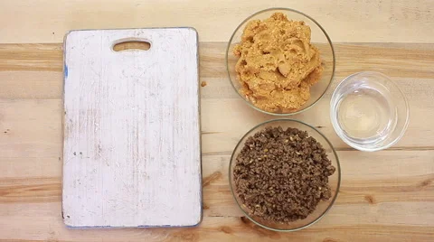 Making Kubba tablets stuffed with yogurt hands wet Stock Footage 68600816