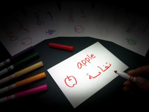 Making Language Flash Cards; Arabic Stock Photos