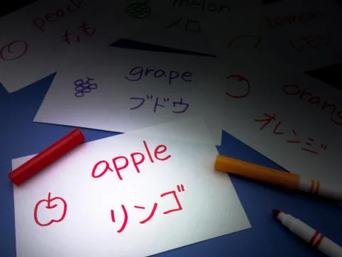Making Language Flash Cards; Japanese Stock Photos