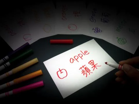 Making Language Flash Cards; Mandarin Stock Photos