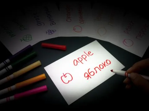 Making Language Flash Cards; Russian Stock Photos