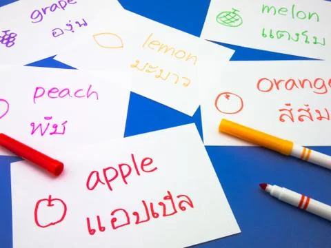 Making Language Flash Cards; Thai Stock Photos