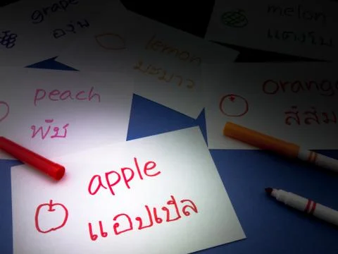 Making Language Flash Cards; Thai Stock Photos