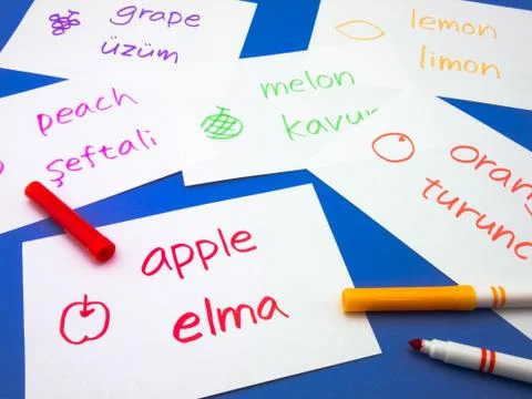 Making Language Flash Cards; Turkish Stock Photos
