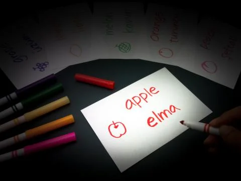 Making Language Flash Cards; Turkish Stock Photos