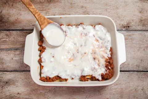 Making Lasagna Bolognese Stock Photos
