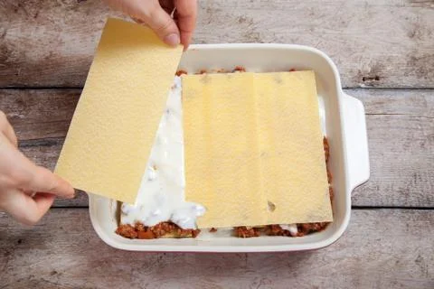 Making Lasagna Bolognese Stock Photos