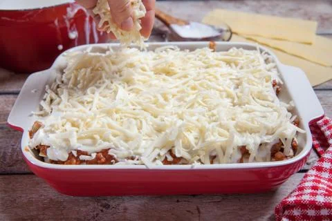 Making Lasagna Bolognese Stock Photos