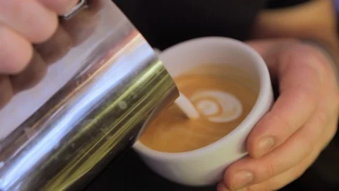 Making Latte art coffee 스톡 동영상 88874483