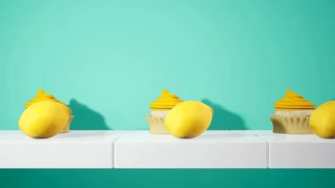 Making lemon muffins. 3d illustration Stock-Footage 140536271
