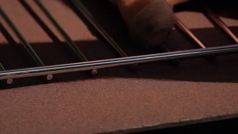 Making line mark with awl on unstable old brown iron surface. Stock Footage 97581863